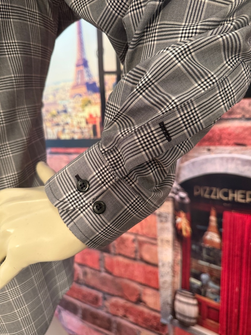 Paul Fredrick Black & White Plaid Cotton Button-Up - Picture 6 of 17